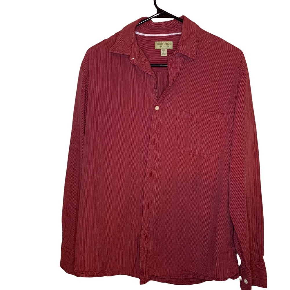 Sonoma Red Striped Long Sleeve Button-Down Shirt